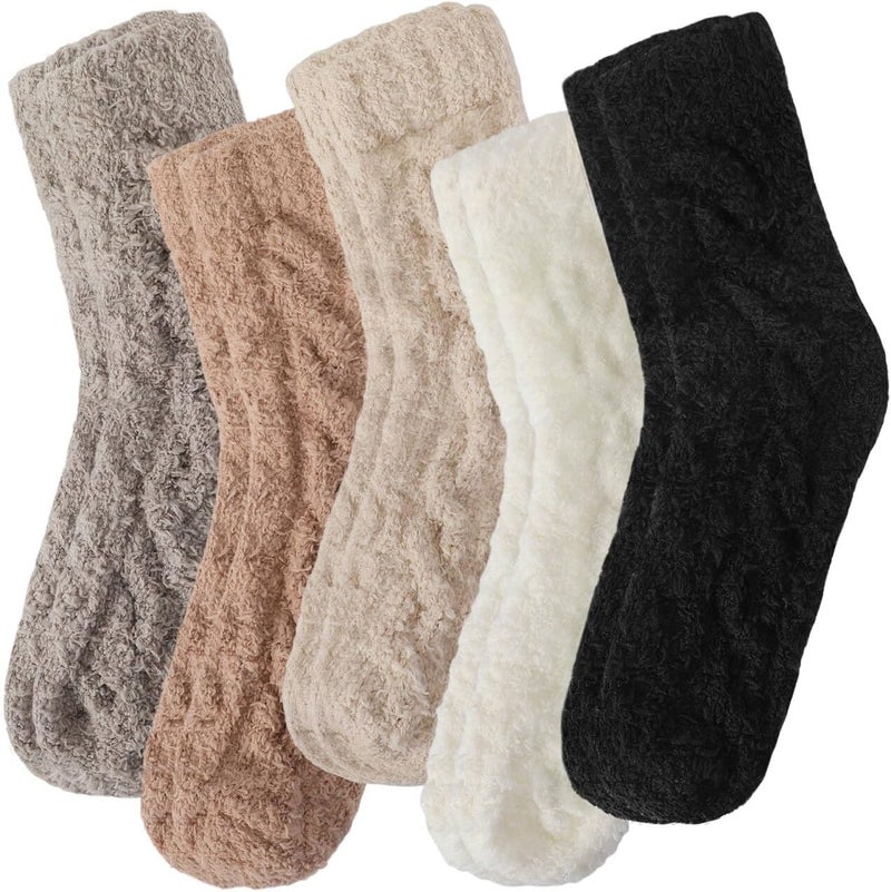 Premillow Fuzzy Socks for Women, Womens Winter Fluffy Socks 5 Pairs Ultra Soft Warm Fabric Sleeping Slipper Sock for Women - Image 1